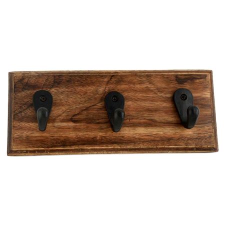 Black Iron Wooden Wall Hooks